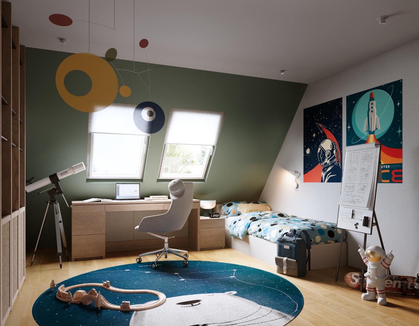 Kinderzimmer im Dachgeschoss einer Wohneinheit