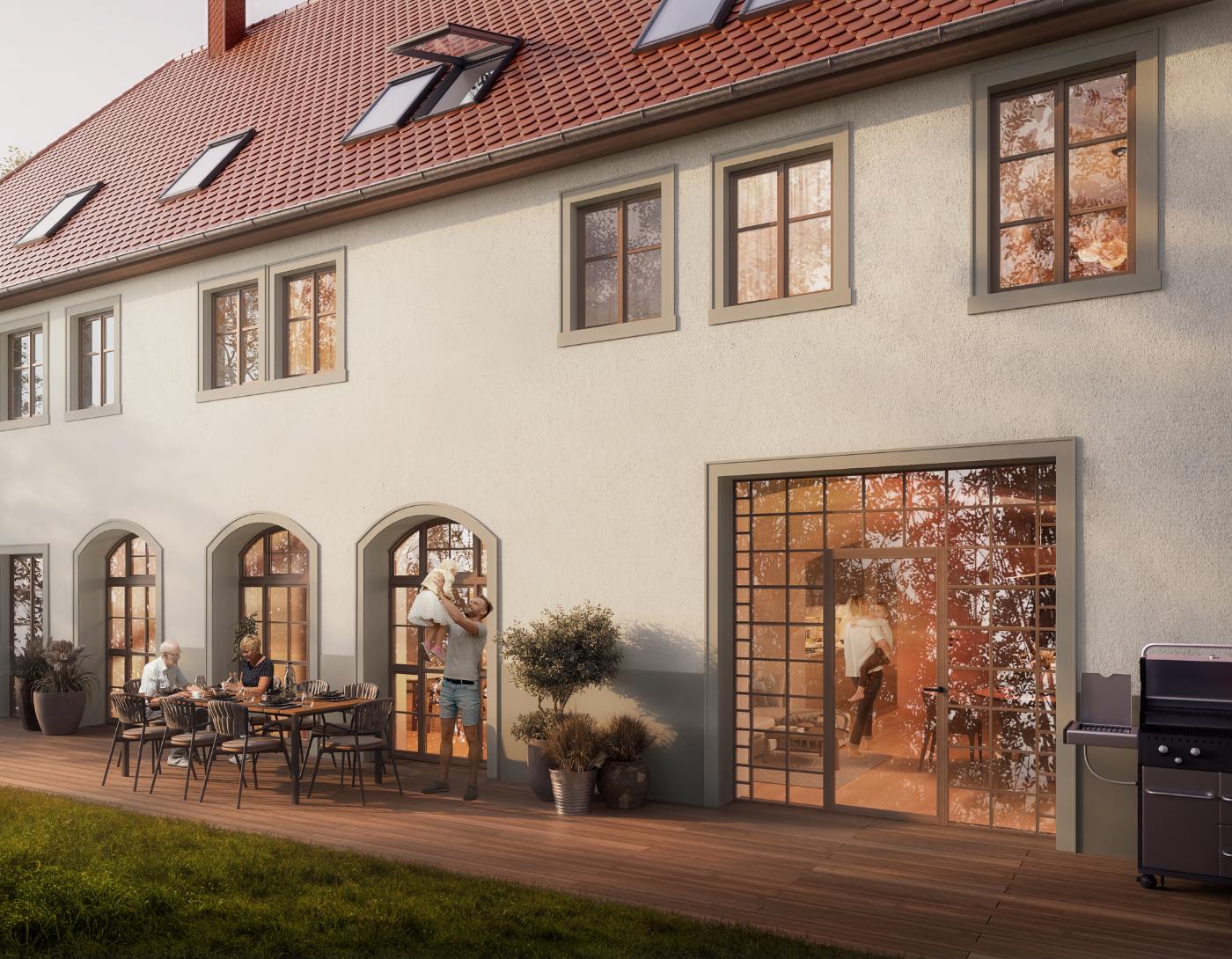 Private Terrassen an der Gartenseite – Visualisierung